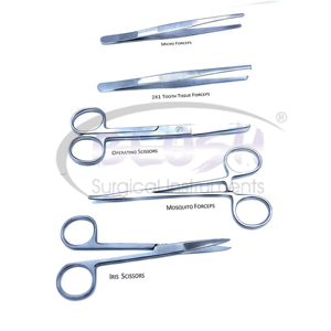 Magnifique kit chirurgical comprenant des ciseaux à iris, des ciseaux à pansements, des pinces à pansements, des ensembles d'instruments chirurgicaux par Blush Surgical - Product Image 2