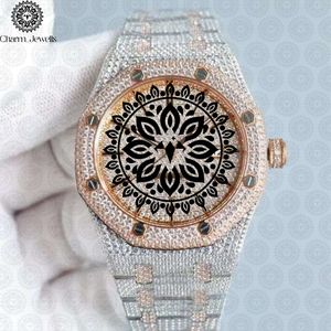 Montre de luxe Charm Jewells en acier inoxydable, incrustée de diamants, mouvement mécanique analogique, boîtier de 40 mm, design ajouré, cadran en verre 10 - Product Image 3
