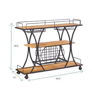 Carrello Bar Marrone con Portabottiglie e Portabicchieri, per Isole e Carrelli da Cucina, Ideale per Servizio in Hotel e Uso Domestico - Product Image 5