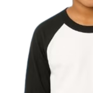 Boy's <b>White</b> and Black Baseball Shirt Casual Three Quarter Sleeve Raglan <b>Tee</b> Everyday Comfortable Lifestyle Clothing Top - Product Image 2