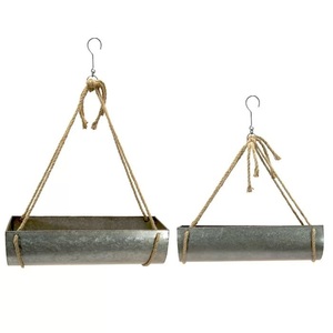 Juego de 2 macetas colgantes grandes de hierro galvanizado, macetas de metal para plantas de interior y exterior, cestas colgantes redondas de zinc para balcón - Product Image 2