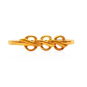 Luxury Golden Interwoven <b>Ring</b> <b>for</b> <b>Women</b> Unique Flowing Oval Loop Pattern Contemporary <b>Statement</b> Fashion Jewellery - Product Image 2