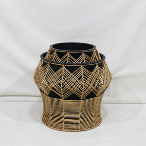 New Design Plastic Wicker Zigzag Pot Durable Waterproof Garden <b>Flower</b> <b>Basket</b> Set - Product Image 2