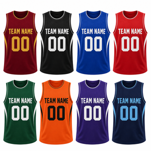 เสื้อบาสเก็ตบอลซ้อมแบบสีพื้นสั่งทำพิเศษ แขนกุด แห้งเร็ว ผ้าตาข่าย สำหรับทีม ผลิตโดยโรงงาน OEM - Product Image 2