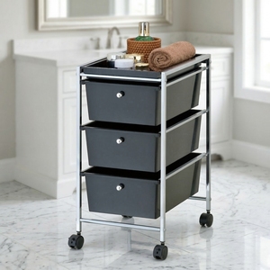 Étagères de rangement en acier chromé de haute qualité à 3 niveaux, design moderne, écologiques, pour salle de bain, multifonctionnelles, type sur pied - Product Image 4