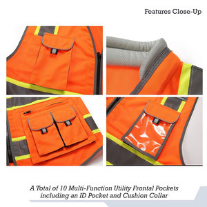 Chaleco de Seguridad Reflectante de Alta Visibilidad BIG TEN APPAREL, Unisex, de Poliéster, con Bolsillos y Cierre de Cremallera, Calidad Premium - Product Image 6