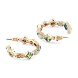 Fashion Anti-Tarnish Multicolor <b>Crystal</b> Hoop <b>Earrings</b> for Women Lightweight Stone <b>Studded</b> Wedding Jewelry (WE009Mul) - Product Image 3