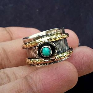 Wholesale Natural <b>Turquoise</b> 925 Sterling Silver Handmade Gemstone Meditation Fidget <b>Ring</b> for Wedding & Party Occasions Unisex - Product Image 1