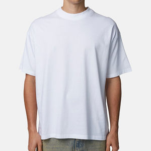 T-shirt blanc à manches courtes pour homme, col rond, 100 % coton jersey tricoté, couleur unie, coupe classique - Product Image 6