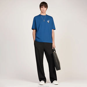 <b>High</b> Quality Men's Casual Cotton <b>T</b>-<b>Shirts</b> Loose Fit with Customized O-<b>Neck</b> Front Embroidered Logo - Product Image 3