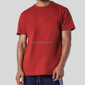 200 GSM algodón deportes gimnasio camiseta para hombres de gran tamaño cuello redondo diseño entrenamiento atlético camisetas patrón sólido - Product Image 5