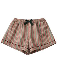 Conjunto de Pijama Personalizado para Mujer, Multicolor, a Rayas, Manga Corta, con Botones, Satinado, Dos Piezas, Ropa de Dormir, Pantalones Cortos - Product Image 2