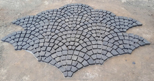 Bán buôn đá Bazan tự nhiên Cubic pavers gạch cho ngoài trời lát cho đường nhà để xe đường lái xe <span class=keywords><strong>Cobblestone</strong></span> lối đi - Product Image 4