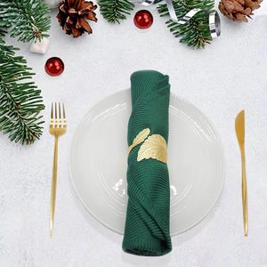Adjustable Gold Leaf Napkin <b>Ring</b> Custom Size Sustainable Eco Friendly Metal Napkin <b>Rings</b> <b>Cheap</b> Price For Event Decor Supplies - Product Image 3