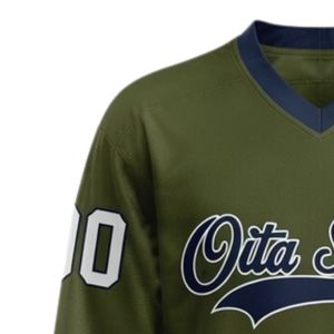 Camiseta Deportiva de Hockey sobre Hielo Sublimada Verde Oliva para Hombre, Cuello en V, Rayas, Poliéster, Ropa Deportiva de Alto Rendimiento para Equipo - Product Image 4