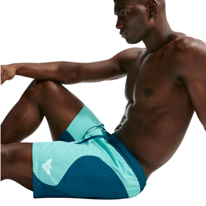 Short de bain pour homme, bleu vert moyen uni, séchage rapide, respirant, écologique, avec cordon élastique, pour la plage, la course à pied, le sport, décontracté, été - Product Image 5