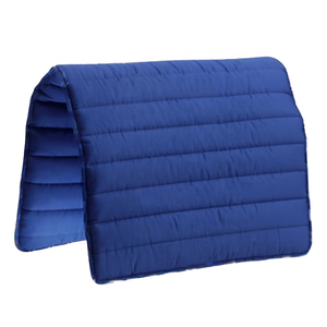 Tapis de selle personnalisé toutes couleurs, en coton bleu avec rembourrage en polyester et doublure en polaire, pour l'équitation - Product Image 1