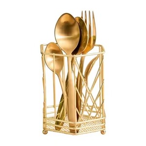Luxury Golden Wire Double Modern Stainless Steel Eco-Friendly Multifunction Cutlery Holder Tableware Elegant <b>Kitchen</b> <b>caddy</b> - Product Image 2