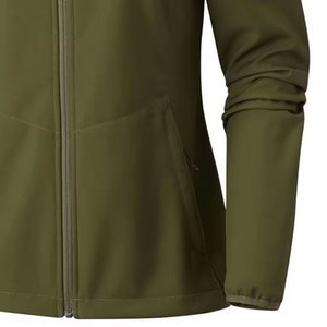 Veste en polaire vert olive pour homme, col montant, fermeture éclair, coupe-vent, vêtements décontractés pour l'extérieur, coupe régulière, couleur unie, vestes en polaire - Product Image 5