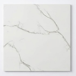 Carrelage en porcelaine brillant de luxe 60x60cm, aspect marbre blanc, pour sol et mur intérieur, design moderne, carreaux polis et émaillés - Product Image 1
