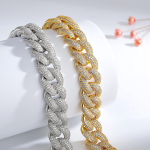 Iced Out <b>Cuban</b> <b>Link</b> Bracelet Moissanite Diamond 925 <b>Silver</b> Hip Hop <b>Chain</b> Bracelet Gold <b>Silver</b> Finish - Product Image 1