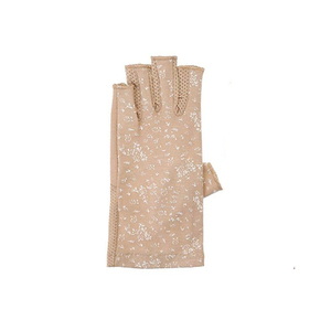 Unisex Fingerless Gloves Beige Floral Print Breathable Fabric All Seasons Daily Use - Product Image 2