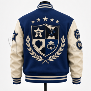 Chaqueta Varsity Personalizada con Cuerpo de Lana y Mangas de Cuero, Chaqueta Bomber de Béisbol, Fabricante Mayorista OEM ODM - Product Image 2