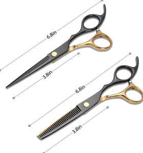 Tijeras de Corte de Pelo Profesionales de Acero Inoxidable de Alta Calidad, Color Negro Dorado, para Barbería, de Ariston International - Product Image 5