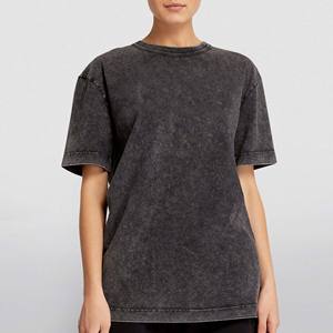 T-shirt délavé à l'acide – Fabrication vintage matelassée légère à manches courtes pour femme, respirant, personnalisable avec logo - Product Image 4