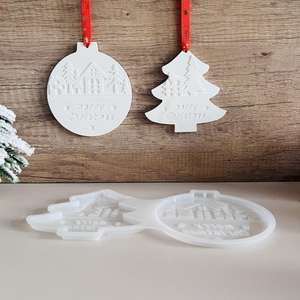 Molde de Silicona de Resina de Yeso para Decoración Navideña Redonda de Árbol de Navidad Grande - Product Image 1