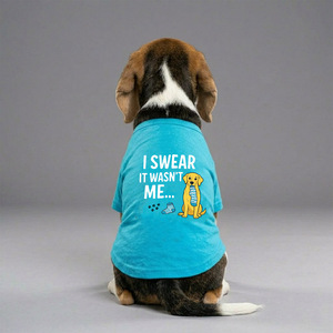 Premium Cotton Round Neck <b>T</b>-<b>shirt</b> for Dog in Cyan Color Design No. 133 Comfortable Dog <b>Shirt</b> for Casual Wear Travel and Walking - Product Image 2