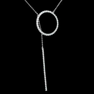 Compre un collar de plata de ley de lujo con colgante circular con incrustaciones de diamantes de moissanita y barra vertical, el regalo de boda perfecto - Product Image 2