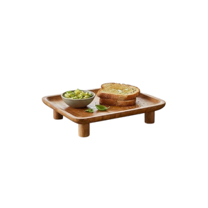 Assiette carrée classique 100% bois poli mat 11 pouces, noir et blanc, empilable, pour viande, dessert, plats occidentaux, service de table - Product Image 1