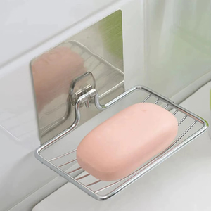 Support à savon mural en acier inoxydable 1 pièce - Sans perçage, sans clou, pour salle de bain, à couche unique, avec drain, fixation par ventouse - Nouveau design - Product Image 4