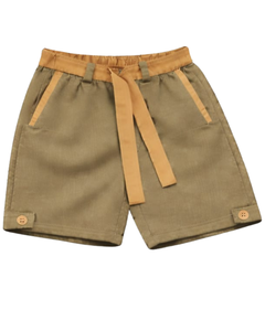 Conjunto de Top sin Mangas y Pantalones Cortos en Color Caqui y Naranja con Contraste para Hombre, Atuendo Casual de Verano, Cintura con Cordón Ajustable, Mezcla de Algodón Transpirable, Ajuste Cómodo - Product Image 5