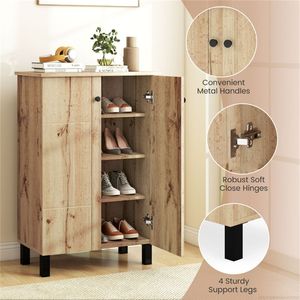 Scarpiera a 4 livelli in MDF stile rustico con ripiani rimovibili e dispositivi anti-ribaltamento per l'ingresso - Product Image 5