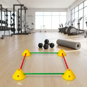 Conjunto de Entrenamiento de Agilidad Deportiva para Niños con Cuatro Conos Amarillos, Postes de Obstáculos Rojos y Verdes, Material Flexible de PVC para Práctica al Aire Libre - Product Image 2