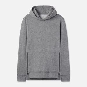 Sweat à capuche zippé latéral pour homme, style streetwear, couleur unie, 420 g/m², poids lourd, vierge, nouvelle collection, vente chaude - Product Image 3
