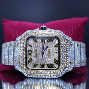 นาฬิกาข้อมือผู้ชายคุณภาพสูงหรูหราประดับโมอิสซาไนต์ ตัวเรือนทรงเหลี่ยมกระจกคริสตัล ขนาด 5 มม. ระบบกลไก ETA สภาพเยี่ยม - Product Image 1