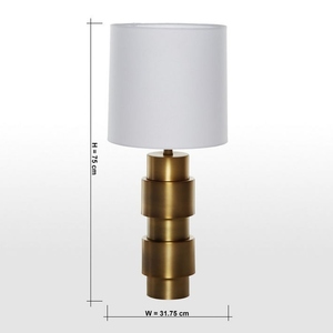 Modern Luxury Gold Stacked Cylinder <b>Table</b> Lamp Nordic <b>LED</b> <b>Bedside</b> Light Fabric Shade for Hotel Bedroom Home Decor Accent - Product Image 4