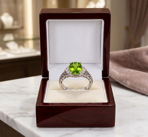 Anillo de compromiso para hombre, plata 925, peridoto natural, piedra de nacimiento de agosto, anillo de peridoto, regalo de cumpleaños para él - Product Image 2