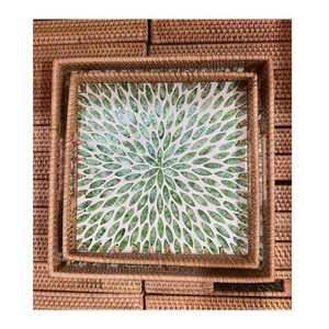Bandeja de Servir Hecha a Mano, Ecológica, Duradera, de Grado Comercial, con Incrustaciones de Concha y Acabado de Mosaico, para Mesa de Centro y Decoración de Comedor - Product Image 6