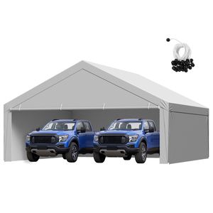 20 X 20 ft Heavy Duty Carport Replacement <b>Canopy</b> UV-Resistant Waterproof Potable Garage <b>Tent</b> Top Tarp with Sidewalls - Product Image 1