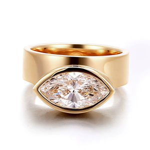 แหวนเพชรทรงมาร์คีส์ 1.5 กะรัต ทองคำแท้ 14K สีเหลืองทอง สำหรับเป็นแหวนหมั้นหรือของขวัญวันครบรอบสำหรับผู้หญิง - Product Image 2