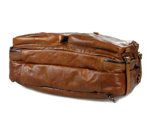Premium Full Grain Brown Leather Briefcase for Men with Multi Pockets Laptop Compartment & Shoulder Strap Wholesale Manufacturer - Product Image 3