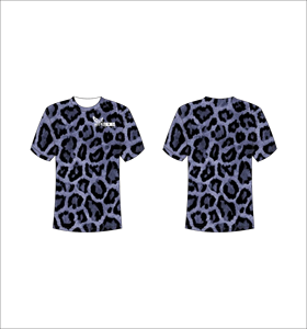 Custom Short Sleeve Sublimation T-Shirt Lightweight Athletic Apparel With Dark Blue And Grey Abstract <b>Animal</b> Print Pattern - Product Image 1