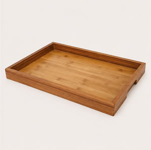Bandeja de servir rectangular de bambú natural ecológica personalizada al por mayor, bandeja de madera minimalista para té, café y desayuno en la cama - Product Image 5