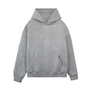 Sudadera con Capucha Extra Grande para Hombre, Color Gris Sólido, Felpa de Algodón, Estilo Casual para Otoño, Diseño con Bolsillos, Corte Regular - Product Image 1