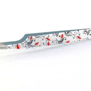 Pince à épiler professionnelle en acier inoxydable à pointe incurvée pour extensions de cils, motif floral personnalisé, isolation de précision pour les cils - Product Image 2