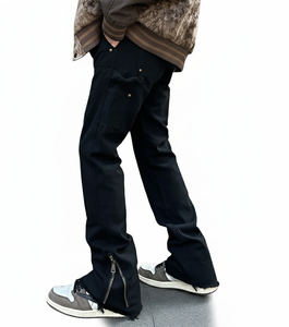 Jean en denim de coton premium épais déchiré pour homme, avec logo personnalisé, coupe droite - Product Image 6